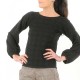 Black sweater with textured pattern and puffy sleeves