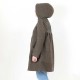 Greyish-brown wool winter coat with round hood