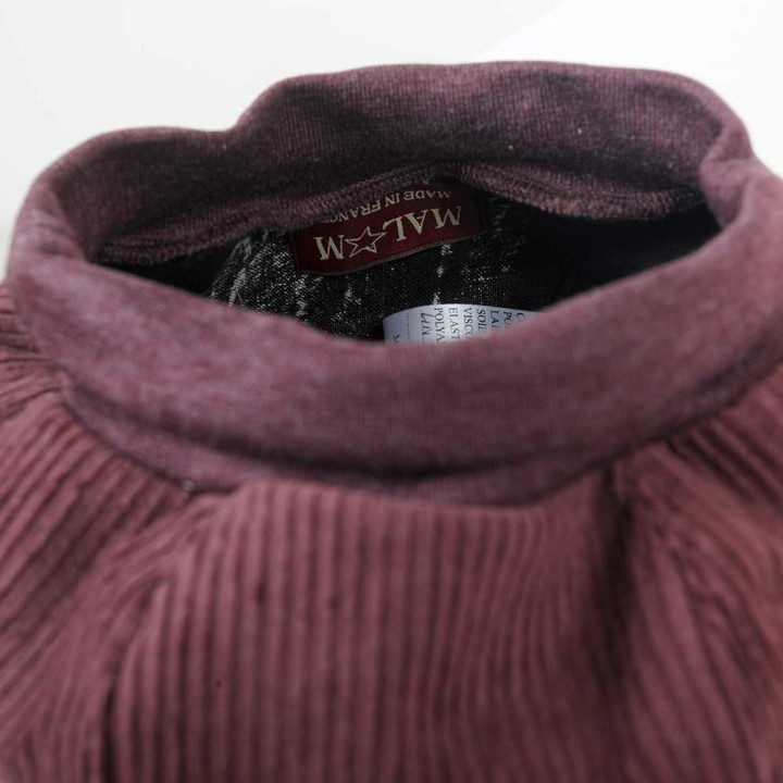 Béret velours côtelé prune