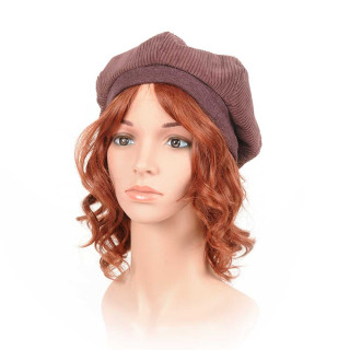 Plum corduroy beret hat