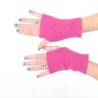 Mitaines courtes en laine rose fuchsia