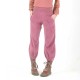 Pantalon femme 4/5 velours vieux rose côtelé, ceinture jersey