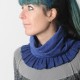Cobalt blue knit pleated snood with lace ruffles
