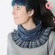 Grey-blue pleated snood with checkered ruffles