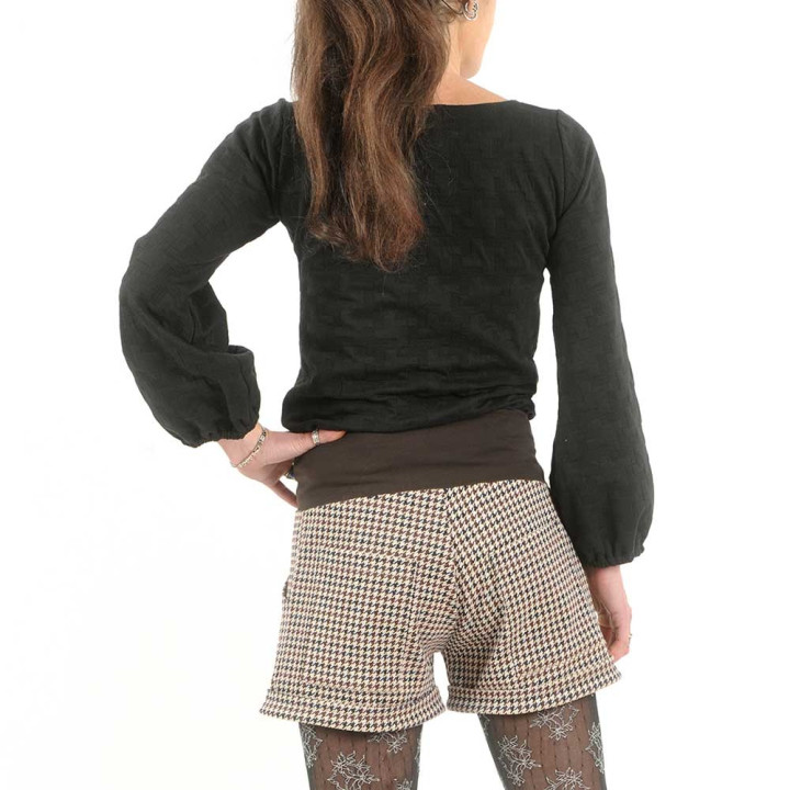 Womens brown and beige houndstooth shorts