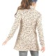 Beige and black printed knit tunic with wide cowl