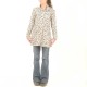 Beige and black printed knit tunic with wide cowl