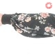 Fitted black top with long puffy floral sleeves