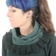 Dark green knit pleated snood with lace ruffles