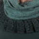 Dark green knit pleated snood with lace ruffles