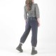 Womens navy blue corduroy pants with jersey belt