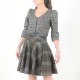 Flared dark plaid jersey skirt