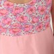 Short pink dress with straps, floral details