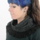 Dark grey knit pleated snood with lace ruffles