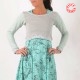 Pale grey and mint green cotton knit cropped sweater