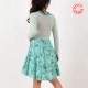 Pale grey and mint green cotton knit cropped sweater