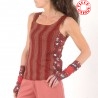 Dark red summer sleeveless tank top, supple vintage fabric