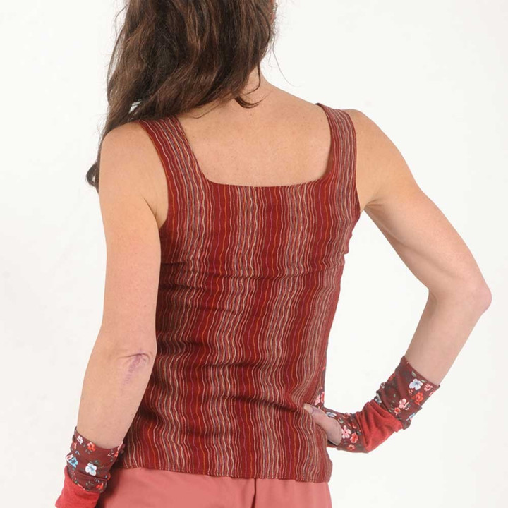 Dark red summer sleeveless tank top, supple vintage fabric