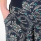 Pantalon femme long bouffant, marine imprimé floral