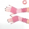 Pink patchwork armwarmers, lace and glittery jersey