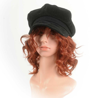 Casquette gavroche velours côtelé noir
