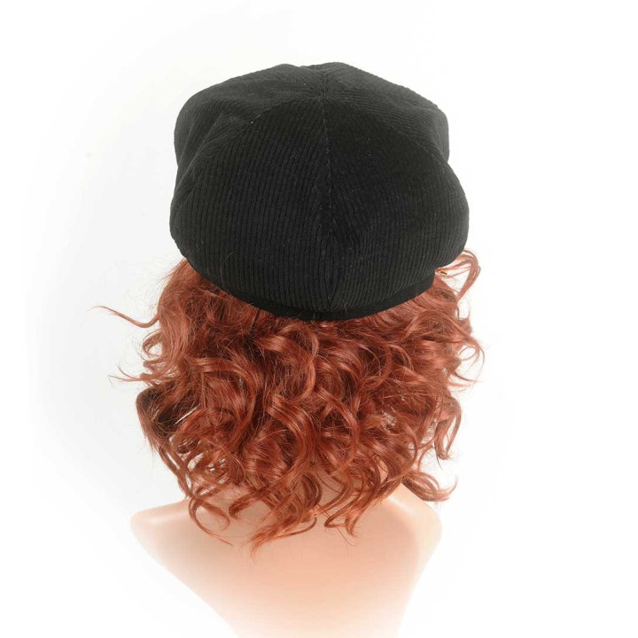 Black corduroy newsboy cap hat