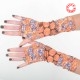 Mitaines colorées fabriquée en France créateur femme en patchwork orangé