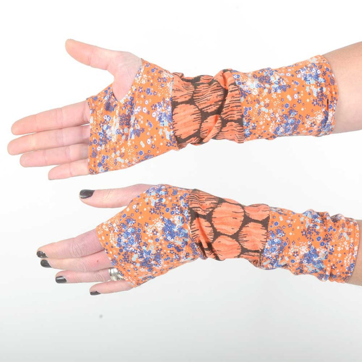 Mitaines colorées fabrication artisanale en patchwork orangé