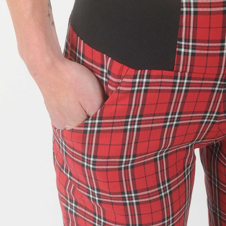 Pantacourt made in France créateur français femme coton rouge écossais