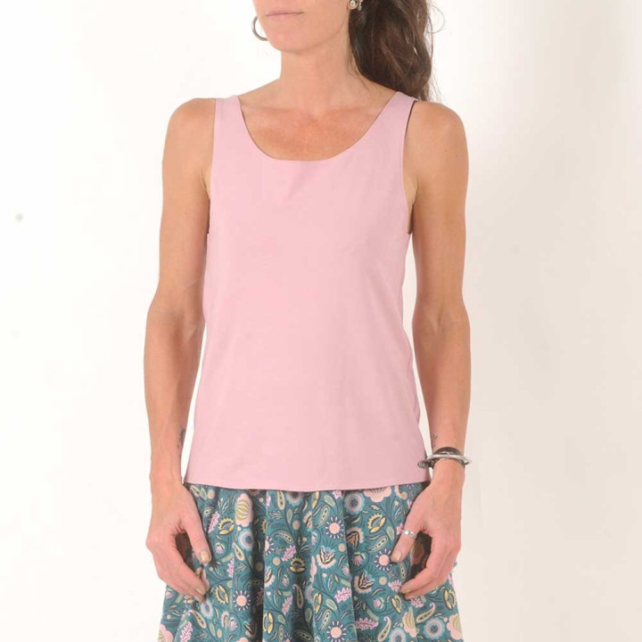 Sleeveless pale pink jersey tank top