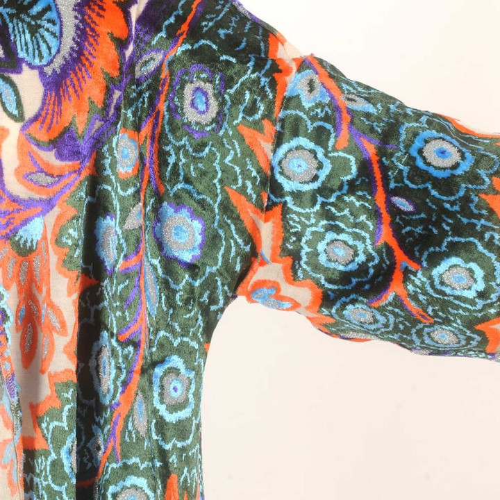 Long colorful velvet jersey open cardigan