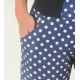 Pantalon femme bouffant coton vintage bleu pois blancs