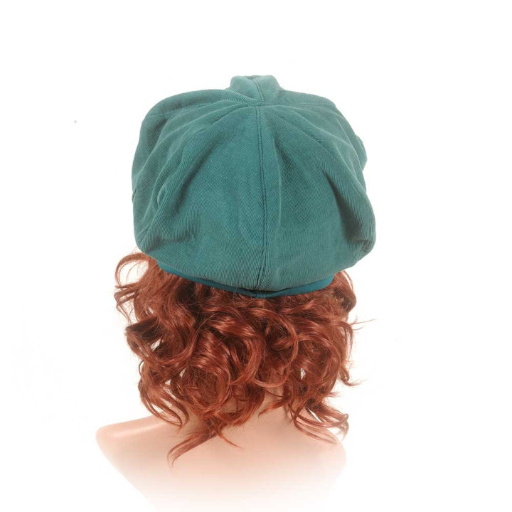 Béret velours milleraies bleu canard