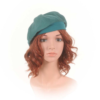 Teal blue babycord beret hat