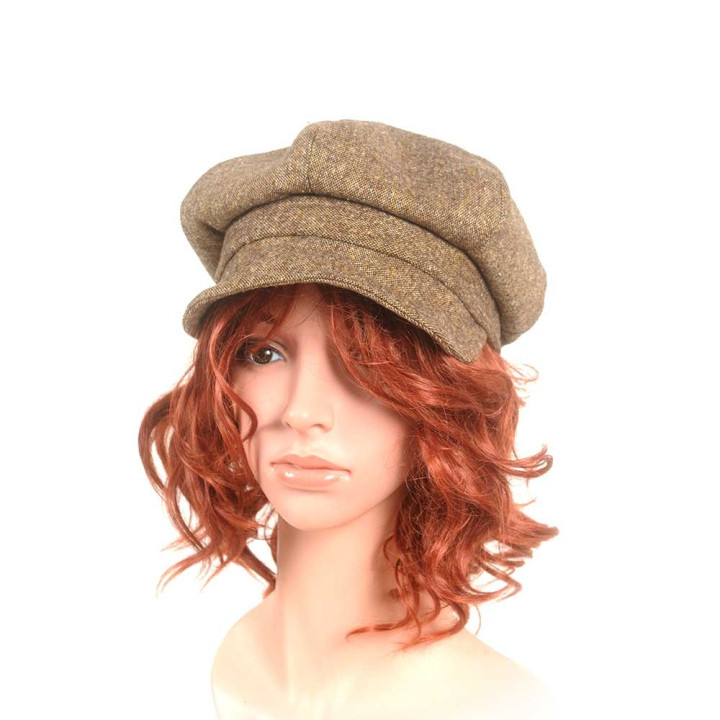 Casquette gavroche tweed marron vintage
