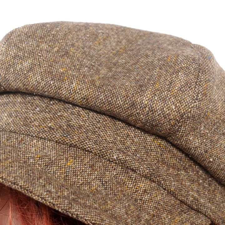 Casquette gavroche tweed marron vintage