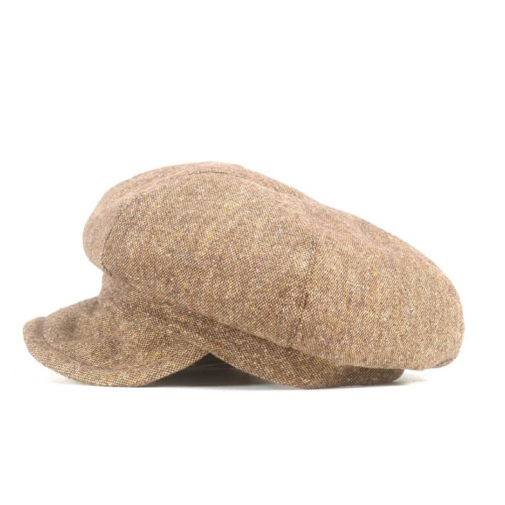 Casquette gavroche tweed marron vintage