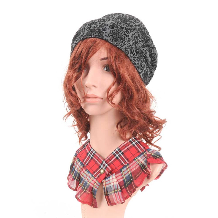 Pleated red plaid voile choker, Removable collar
