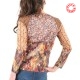 Top femme tons d'automne, patchwork fleurs et motifs