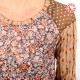 Top femme tons d'automne, patchwork fleurs et motifs
