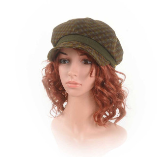 Geometric print velvet newsboy cap hat