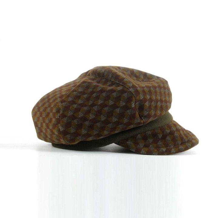 Casquette gavroche velours motifs géométriques