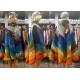 Cape multicolore à manches et capuche, patchwork de lainages