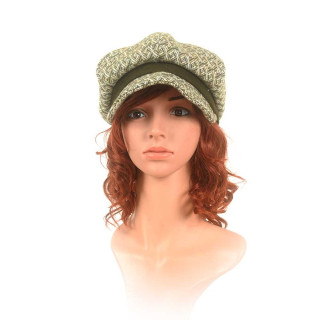 Casquette gavroche lainage vintage beige et kaki