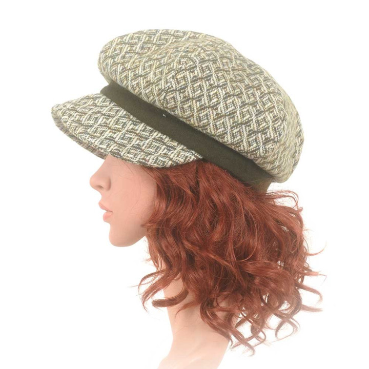 Casquette gavroche lainage vintage beige et kaki