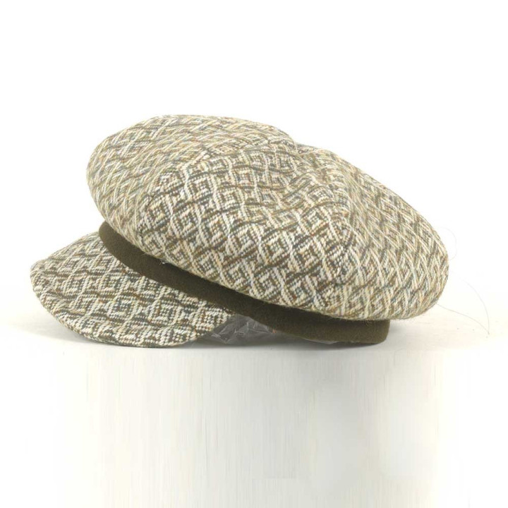 Casquette gavroche lainage vintage beige et kaki