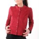 Fitted raspberry red corduroy jacket with officer collar