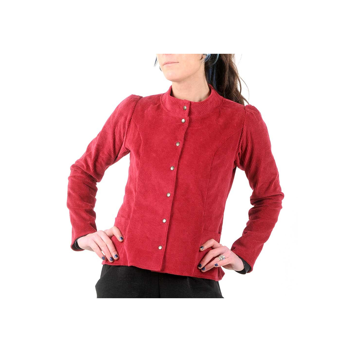 Veste De Spectacle Shires Marine Foncé – Col Velours Rouge, Taille 36 Poitrine