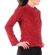Fitted raspberry red corduroy jacket with officer collar