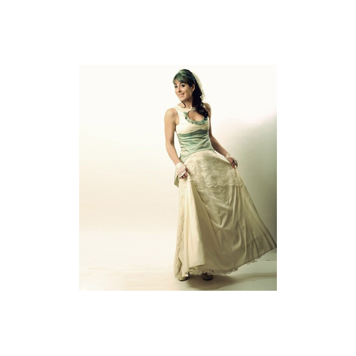 Robe de mariée à bustier lacé, bleu et ivoire soie et dentelle boutique en ligne de vêtements originaux 